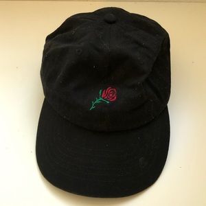 Black Strapback Hat with Rose (EMPYRE) from Zumiez